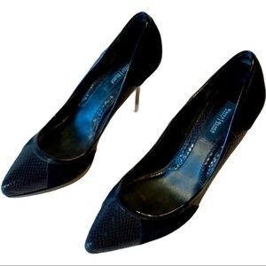 WH | BM Leather Black Texture Pumps Heels 3.5” 7.5